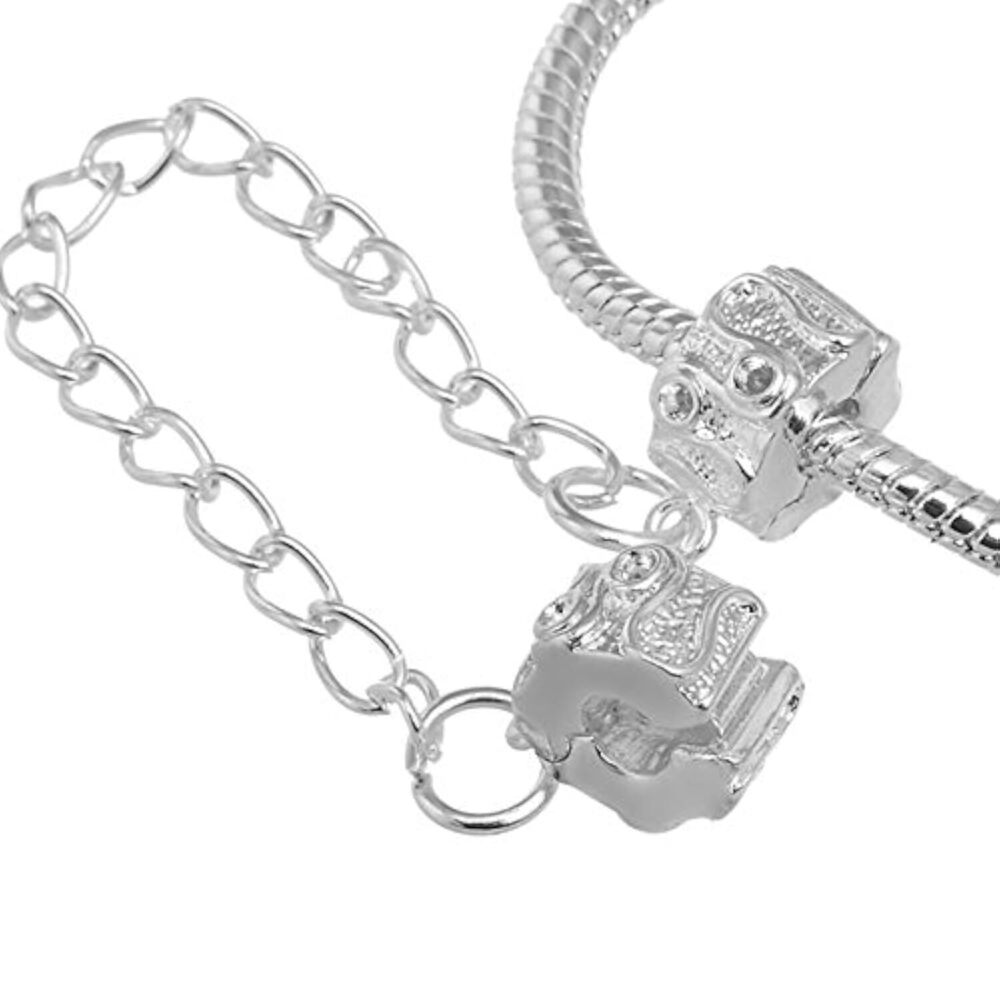 4437 20pcs White Silver Plated Clip Lock Stopper Chain Clasp Beads fit